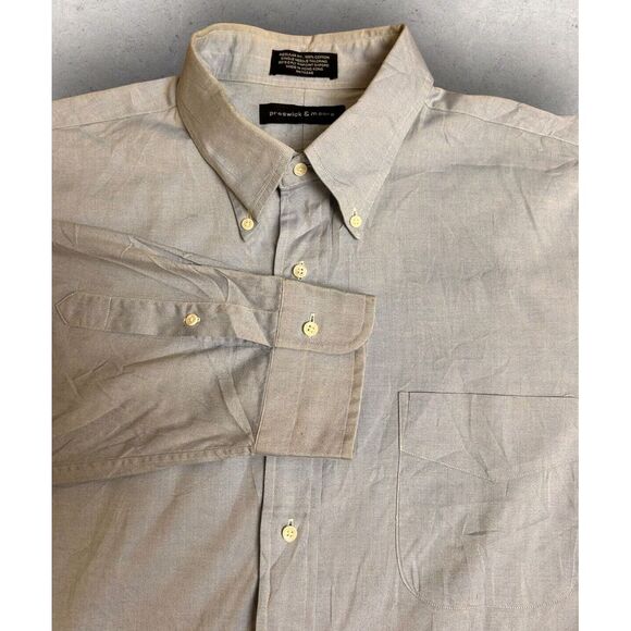PRESWICK & MOORE Mens Size 17.5 / 35 Button Down Blue Dress‎ Shirt Cotton - Picture 1 of 8